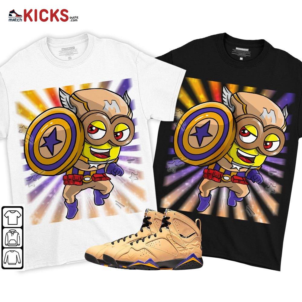 Super Hero American Drip Sneaker Shirt Match Vachetta Tan 7s, Jordan 7 SE Afrobeats MKO T-Shirt Super Hero American Drip Sneaker Shirt Match Vachetta Tan 7s, Jordan 7 SE Afrobeats MKO T-Shirt
