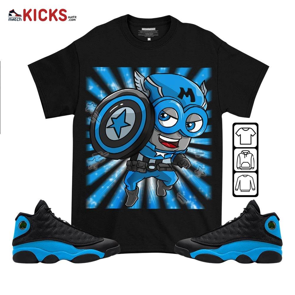 SuperHero American Drip Sneaker Shirt Match Black University Blue 13s, Jordan 13 Black University Blue 2022 MKO T-Shirt