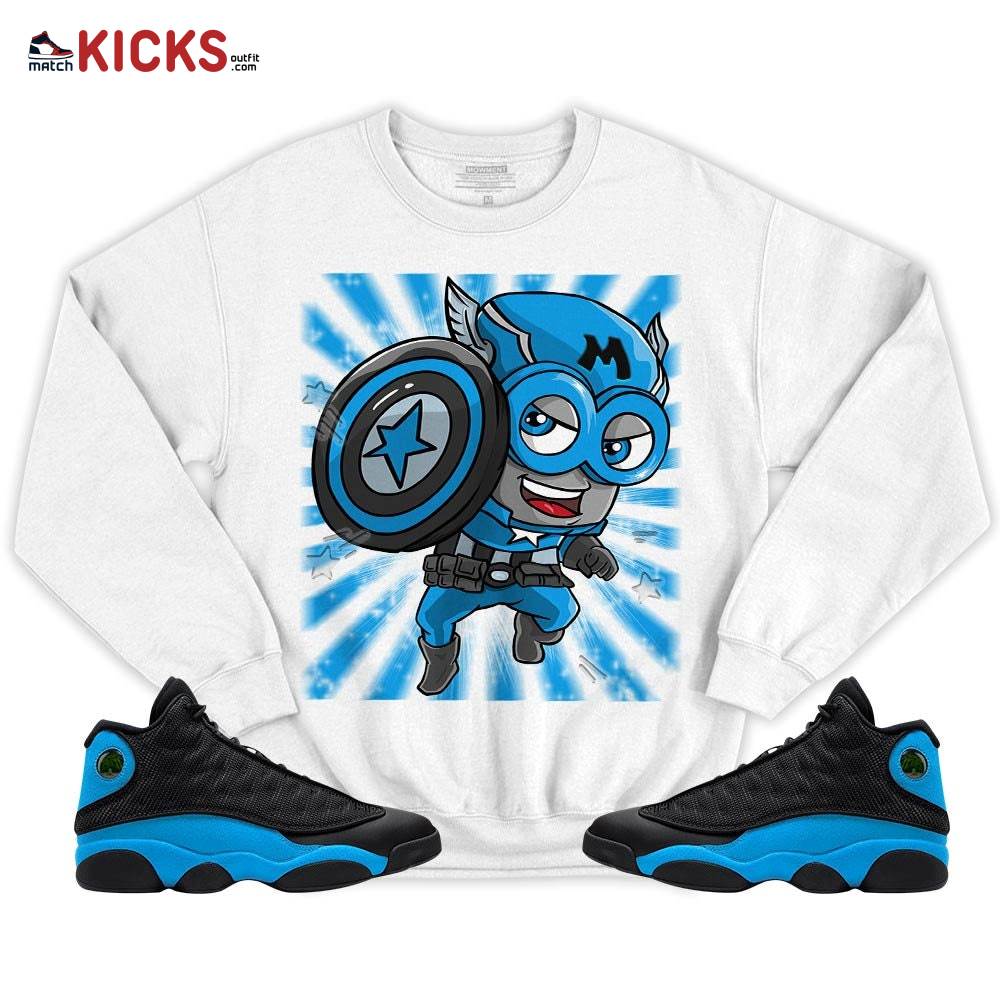SuperHero American Drip Sneaker Shirt Match Black University Blue 13s, Jordan 13 Black University Blue 2022 MKO T-Shirt SuperHero American Drip Sneaker Shirt Match Black University Blue 13s, Jordan 13 Black University Blue 2022 MKO T-Shirt