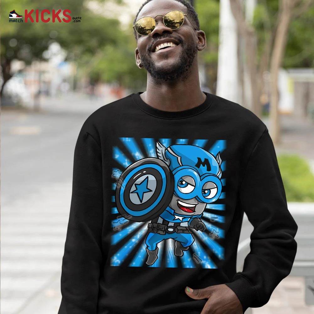 SuperHero American Drip Sneaker Shirt Match Black University Blue 13s, Jordan 13 Black University Blue 2022 MKO T-Shirt SuperHero American Drip Sneaker Shirt Match Black University Blue 13s, Jordan 13 Black University Blue 2022 MKO T-Shirt