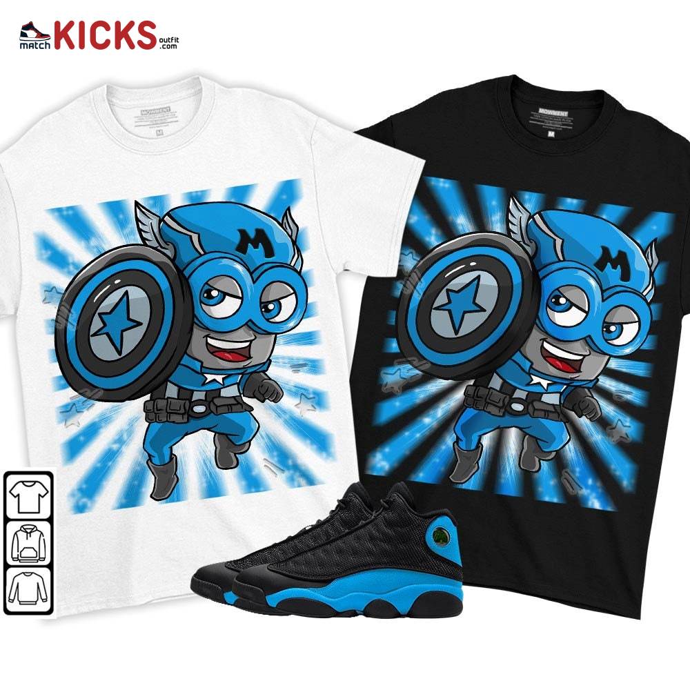 SuperHero American Drip Sneaker Shirt Match Black University Blue 13s, Jordan 13 Black University Blue 2022 MKO T-Shirt SuperHero American Drip Sneaker Shirt Match Black University Blue 13s, Jordan 13 Black University Blue 2022 MKO T-Shirt