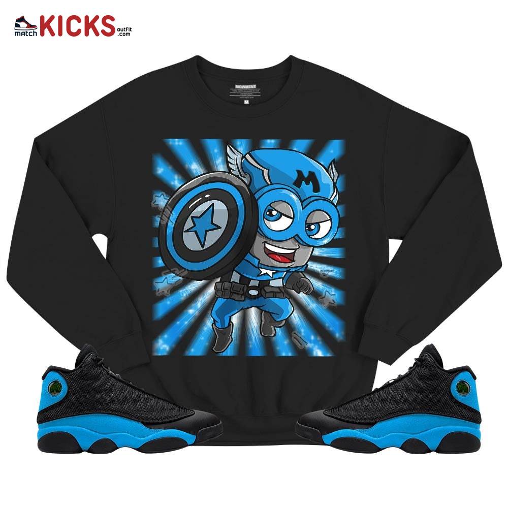 SuperHero American Drip Sneaker Shirt Match Black University Blue 13s, Jordan 13 Black University Blue 2022 MKO T-Shirt SuperHero American Drip Sneaker Shirt Match Black University Blue 13s, Jordan 13 Black University Blue 2022 MKO T-Shirt