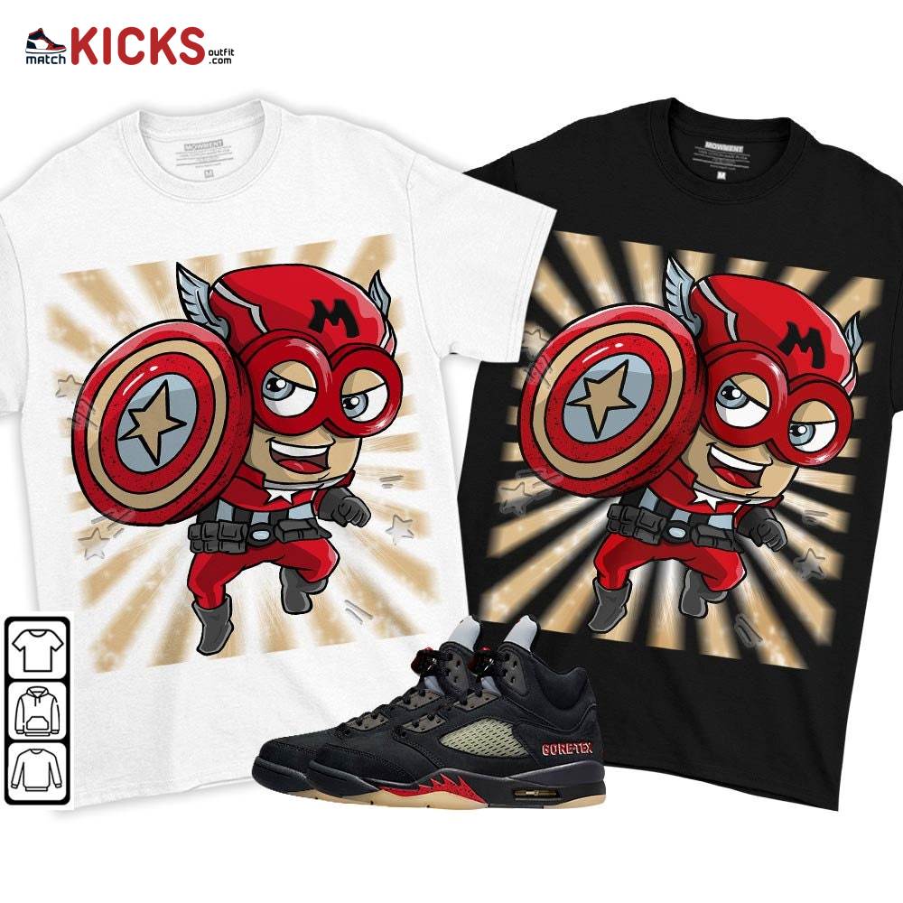 SuperHero American Drip Sneaker Shirt Match Gore-Tex 5s, Jordan 5 GORE-TEX Off Noir MKO T-Shirt SuperHero American Drip Sneaker Shirt Match Gore-Tex 5s, Jordan 5 GORE-TEX Off Noir MKO T-Shirt