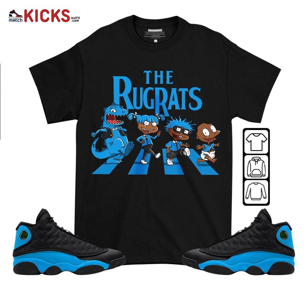 The Rugrats Sneaker Shirt Match Black University Blue 13s, Jordan 13 Black University Blue 2022 MKO T-Shirt