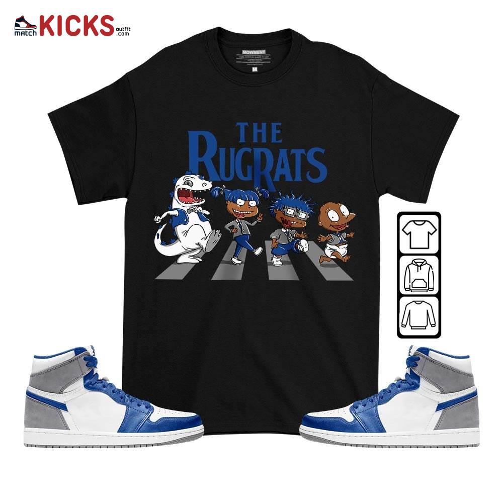 The Rugrats Sneaker Shirt Match True Blue 1s, Jordan 1 High OG True Blue MKO T-Shirt