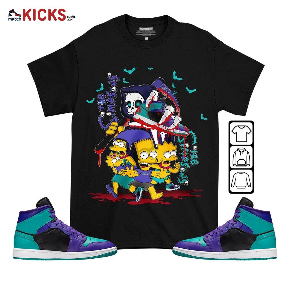 The simpson death Sneaker Shirt Match Black Grape 1s, Jordan 1 Mid Black Grape MKO T-Shirt