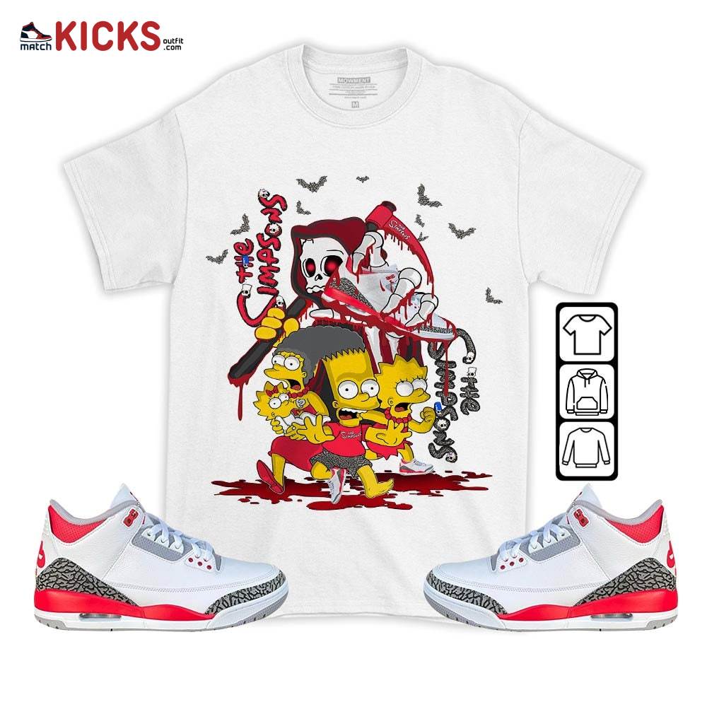 The simpson death Sneaker Shirt Match Fire Red 3s, Jordan 3 Retro Fire Red MKO T-Shirt