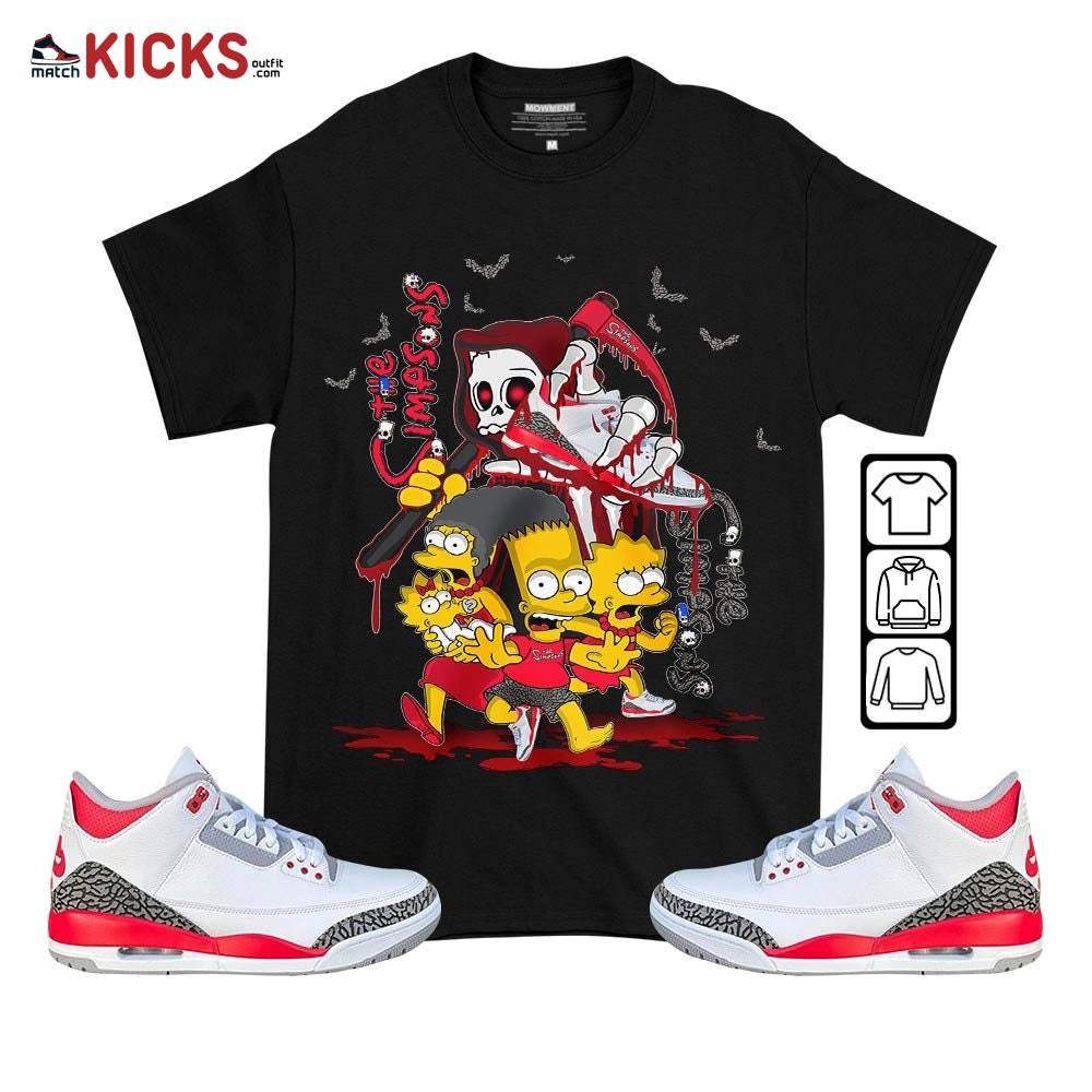 The simpson death Sneaker Shirt Match Fire Red 3s, Jordan 3 Retro Fire Red MKO T-Shirt