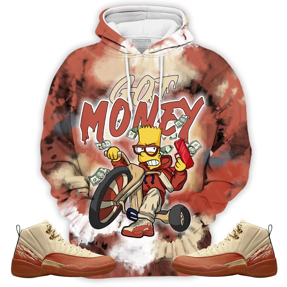 Tiedye Bart Got Money Sneaker Shirt Match Eastside Golf 12S, Jordan 12 Retro Eastside Golf Hoodie Sweatshirt Tee All Over Print MKO Shirt