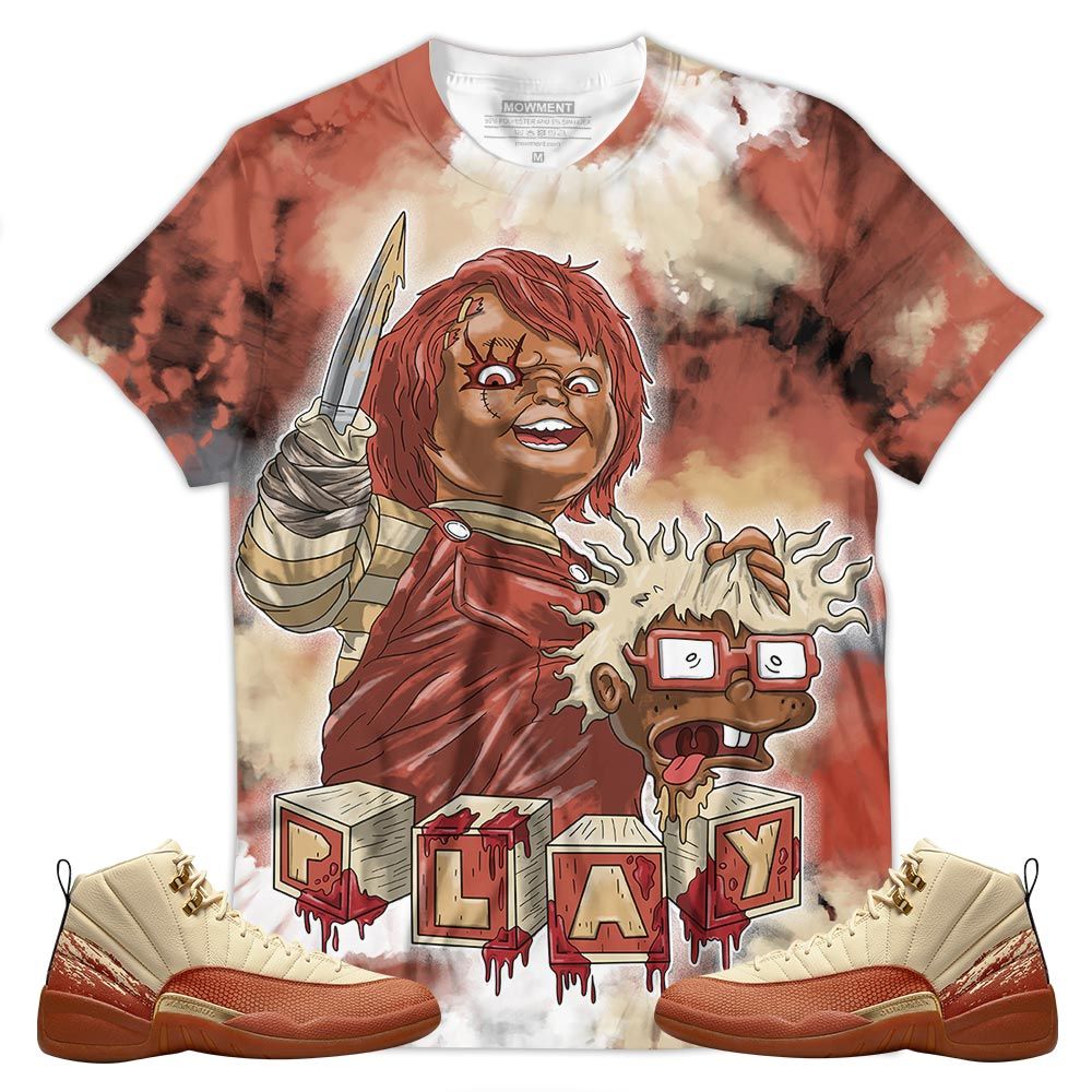 Tiedye Chucky Chuckie Kills Halloween Sneaker Shirt Match Eastside Golf 12S, Jordan 12 Retro Eastside Golf Hoodie Sweatshirt Tee All Over Print MKO Shirt