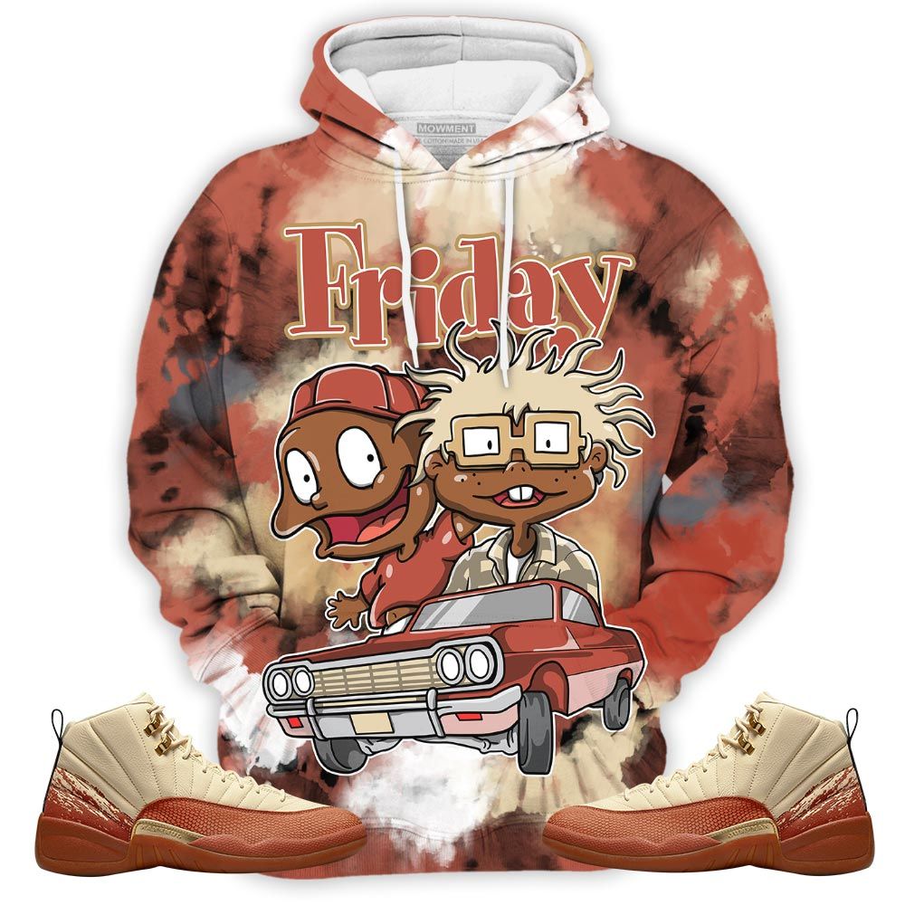 Tiedye Melanin Kids Friday Cartoon 90S Sneaker Shirt Match Eastside Golf 12S, Jordan 12 Retro Eastside Golf Hoodie Sweatshirt Tee All Over Print MKO Shirt