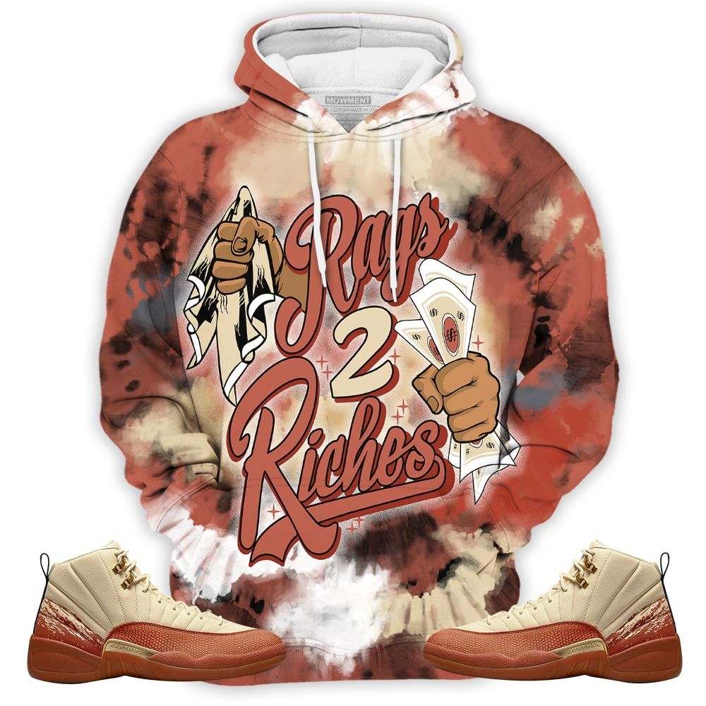 Tiedye Rag 2 Riches Sneaker Shirt Match Eastside Golf 12S, Jordan 12 Retro Eastside Golf Hoodie Sweatshirt Tee All Over Print MKO Shirt