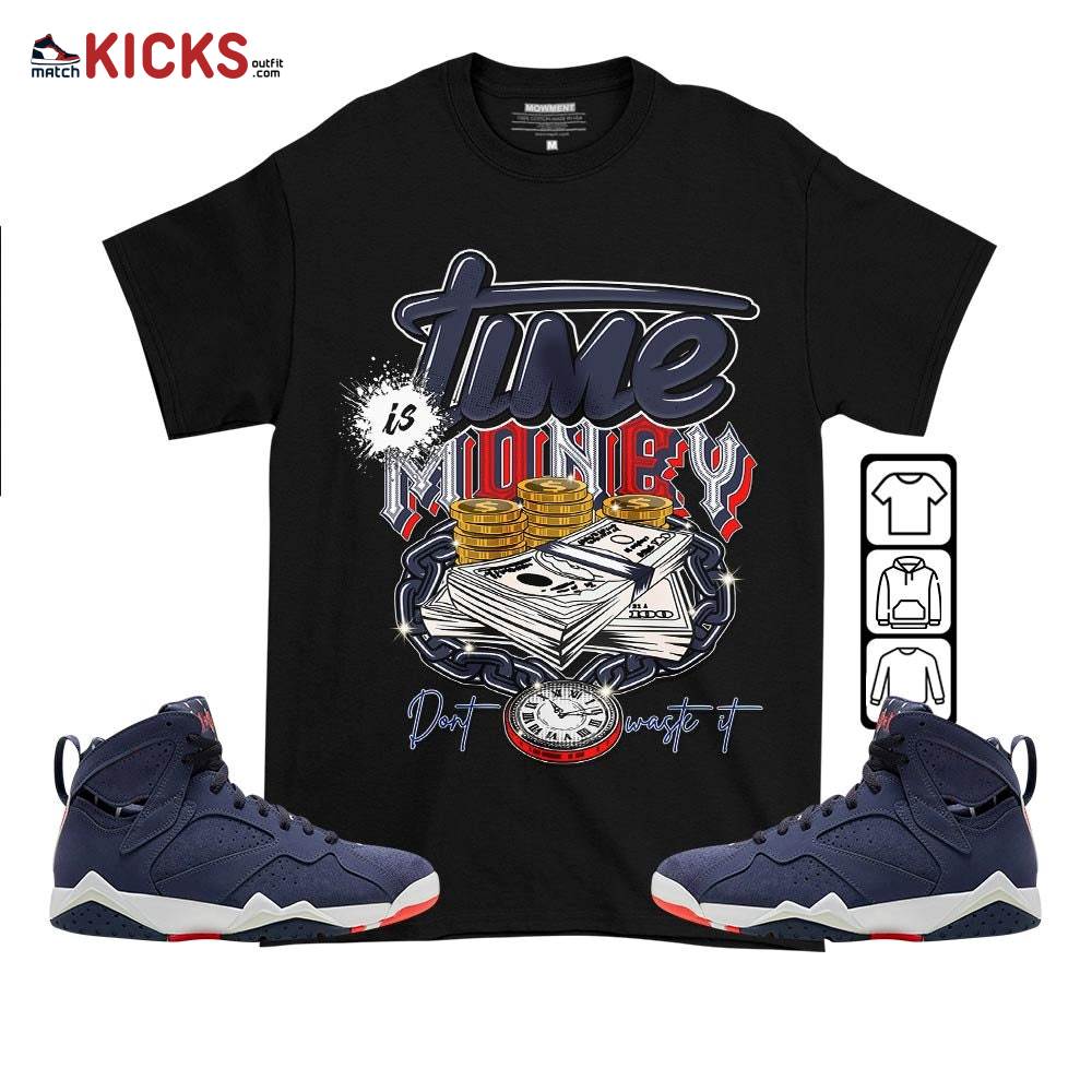 Time is Money Sneaker Shirt Match 7 Neutral Indigo, Jordan 7 Quai 54 MKO T-Shirt
