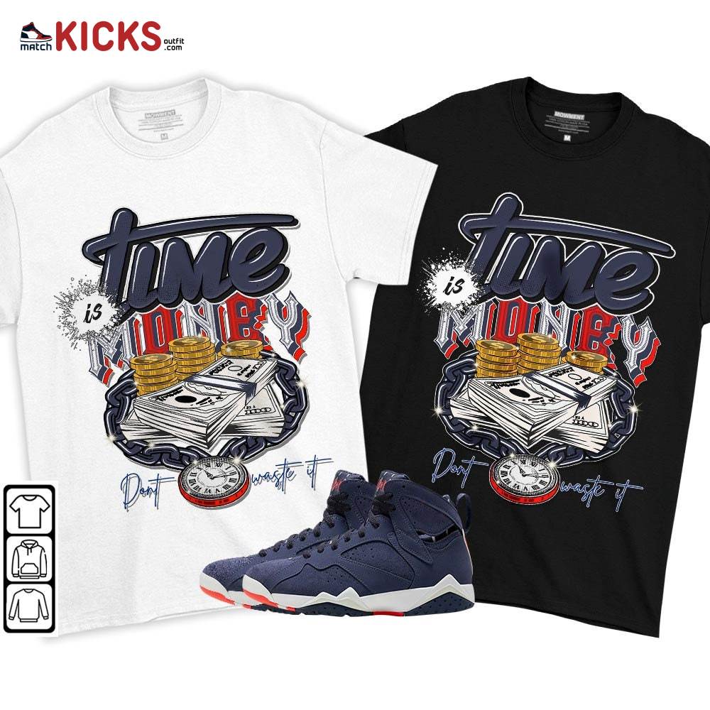 Time is Money Sneaker Shirt Match 7 Neutral Indigo, Jordan 7 Quai 54 MKO T-Shirt