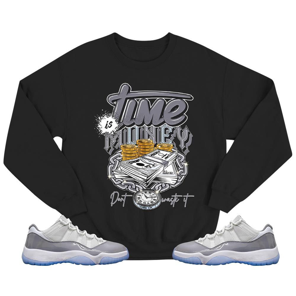 Time is Money Sneaker Shirt Match Cement Grey 11s, Jordan 11 Low Cement Grey MKO T-Shirt Time is Money Sneaker Shirt Match Cement Grey 11s, Jordan 11 Low Cement Grey MKO T-Shirt