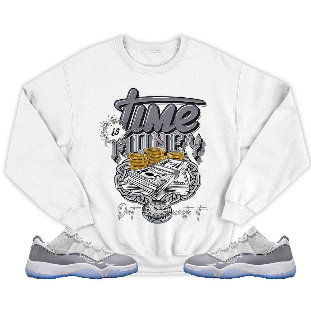 Time is Money Sneaker Shirt Match Cement Grey 11s, Jordan 11 Low Cement Grey MKO T-Shirt Time is Money Sneaker Shirt Match Cement Grey 11s, Jordan 11 Low Cement Grey MKO T-Shirt