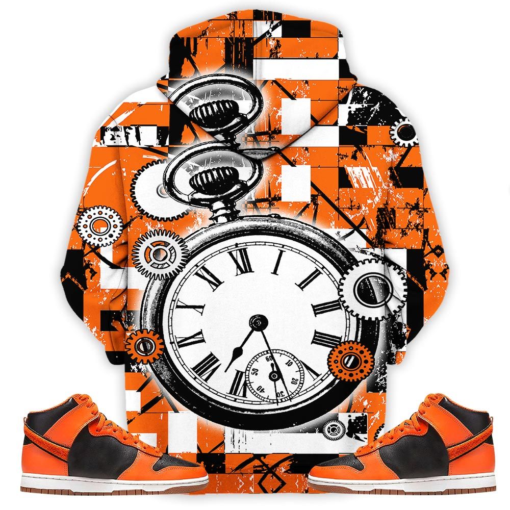 Time Is Money Sneaker Shirt Match Dunk Black Orange, Dunk High Gs Safety Orange Hoodie Sweatshirt Tee All Over Print MKO Shirt