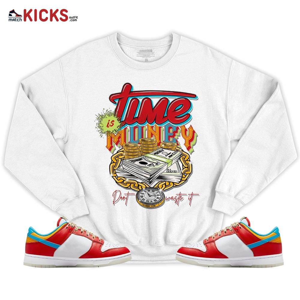Time is Money Sneaker Shirt Match Fruity Pebbles Shoes, Dunk Low Fruity Pebbles MKO T-Shirt Time is Money Sneaker Shirt Match Fruity Pebbles Shoes, Dunk Low Fruity Pebbles MKO T-Shirt