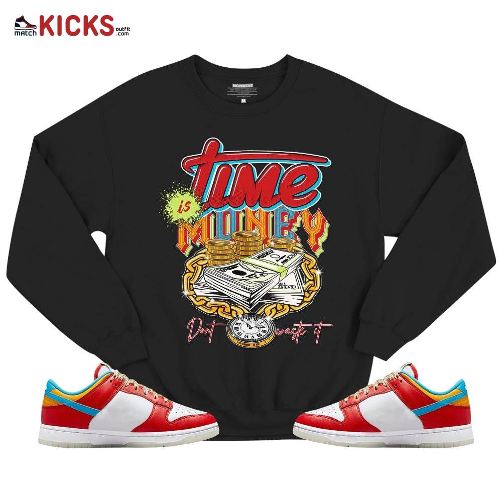 Time is Money Sneaker Shirt Match Fruity Pebbles Shoes, Dunk Low Fruity Pebbles MKO T-Shirt Time is Money Sneaker Shirt Match Fruity Pebbles Shoes, Dunk Low Fruity Pebbles MKO T-Shirt