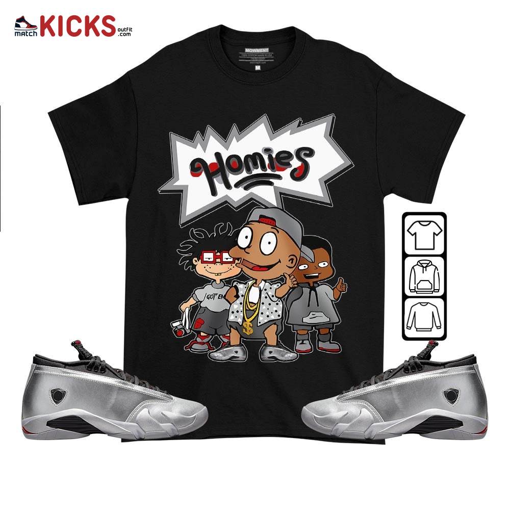 Tommy Homies Sneaker Shirt Match 14 Low Metallic Silver, Jordan 14 Metallic Silver MKO T-Shirt