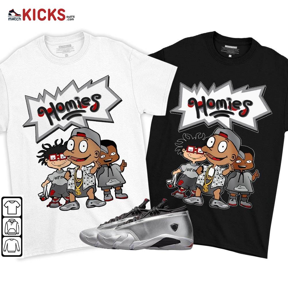 Tommy Homies Sneaker Shirt Match 14 Low Metallic Silver, Jordan 14 Metallic Silver MKO T-Shirt