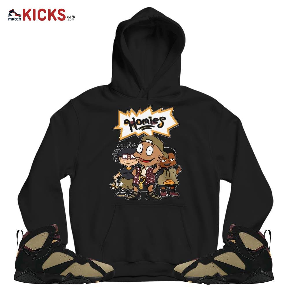 Tommy Homies Sneaker Shirt Match Black Cherrywood 7s, Jordan 7 Black Olive MKO T-Shirt Tommy Homies Sneaker Shirt Match Black Cherrywood 7s, Jordan 7 Black Olive MKO T-Shirt