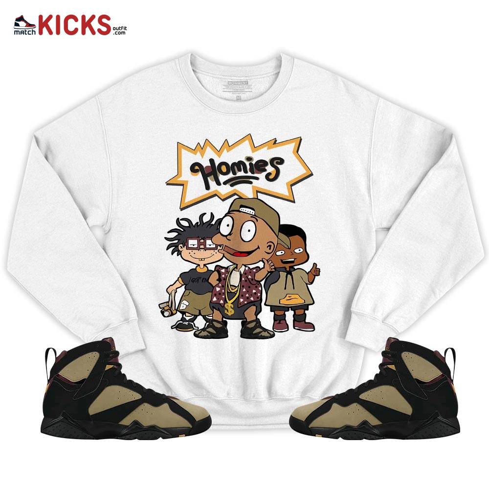 Tommy Homies Sneaker Shirt Match Black Cherrywood 7s, Jordan 7 Black Olive MKO T-Shirt Tommy Homies Sneaker Shirt Match Black Cherrywood 7s, Jordan 7 Black Olive MKO T-Shirt