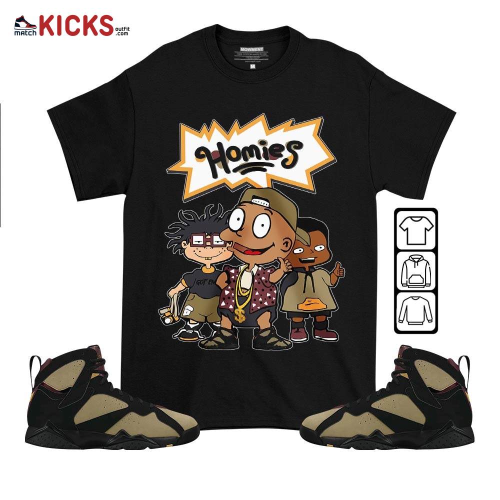 Tommy Homies Sneaker Shirt Match Black Cherrywood 7s, Jordan 7 Black Olive MKO T-Shirt Tommy Homies Sneaker Shirt Match Black Cherrywood 7s, Jordan 7 Black Olive MKO T-Shirt