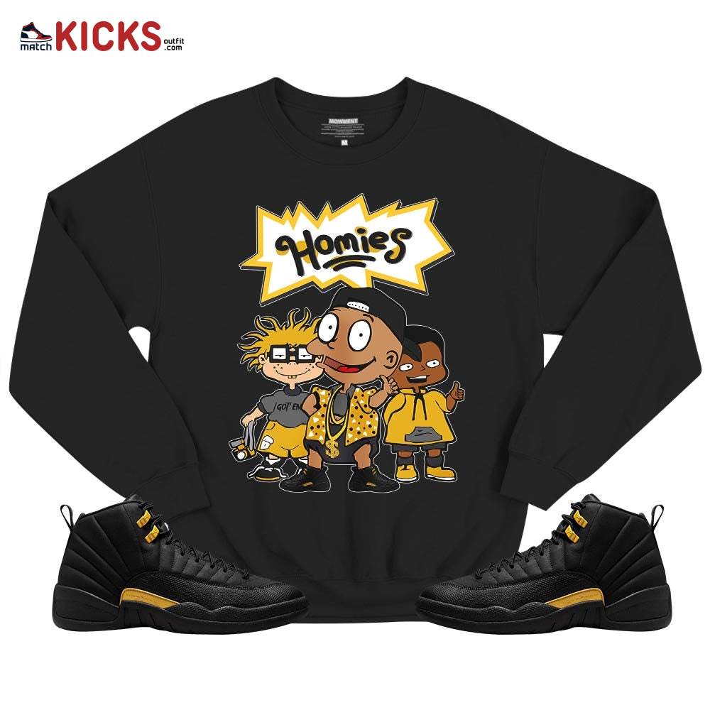 Tommy Homies Sneaker Shirt Match Black Taxi 12s, Jordan 12 Retro Black Taxi MKO T-Shirt Tommy Homies Sneaker Shirt Match Black Taxi 12s, Jordan 12 Retro Black Taxi MKO T-Shirt