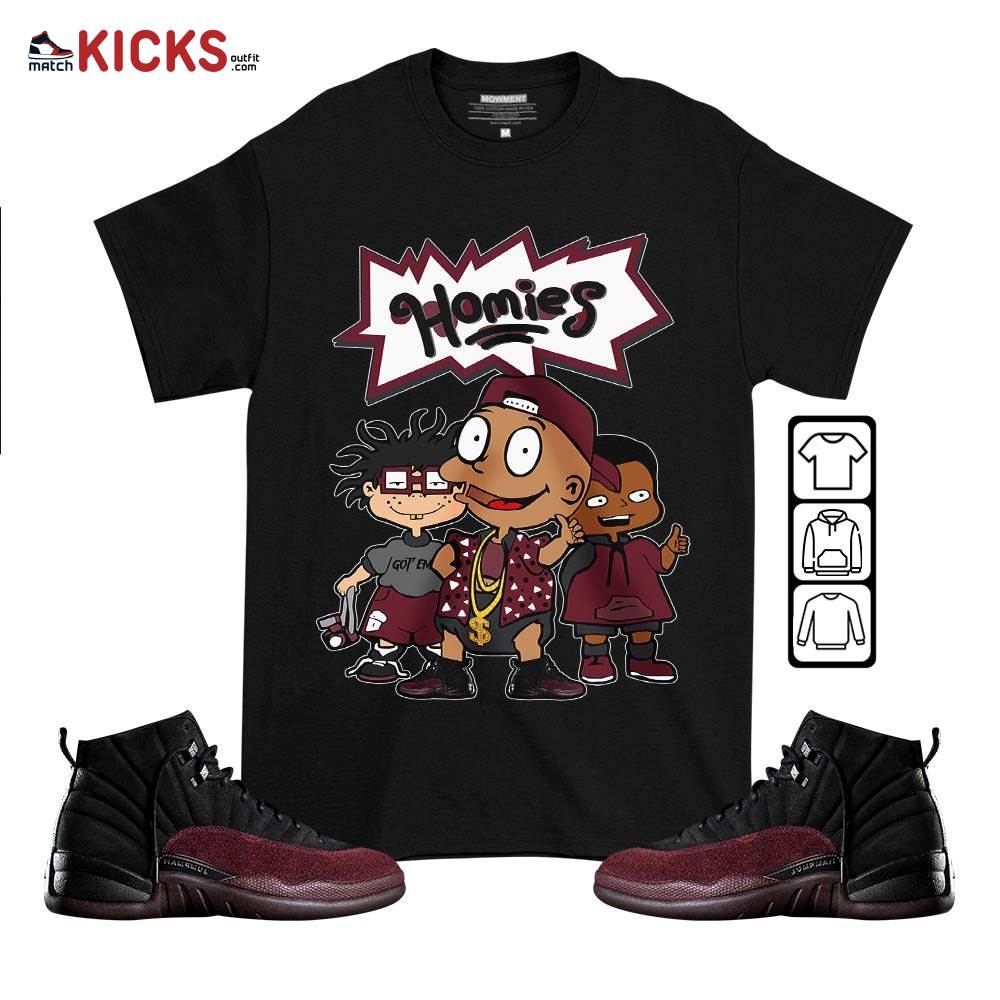 Tommy Homies Sneaker Shirt Match Burgundy Crush 12s, Jordan 12 A Ma Maniere MKO T-Shirt