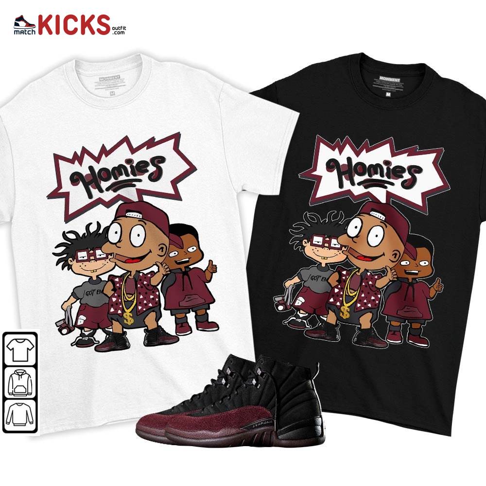 Tommy Homies Sneaker Shirt Match Burgundy Crush 12s, Jordan 12 A Ma Maniere MKO T-Shirt Tommy Homies Sneaker Shirt Match Burgundy Crush 12s, Jordan 12 A Ma Maniere MKO T-Shirt