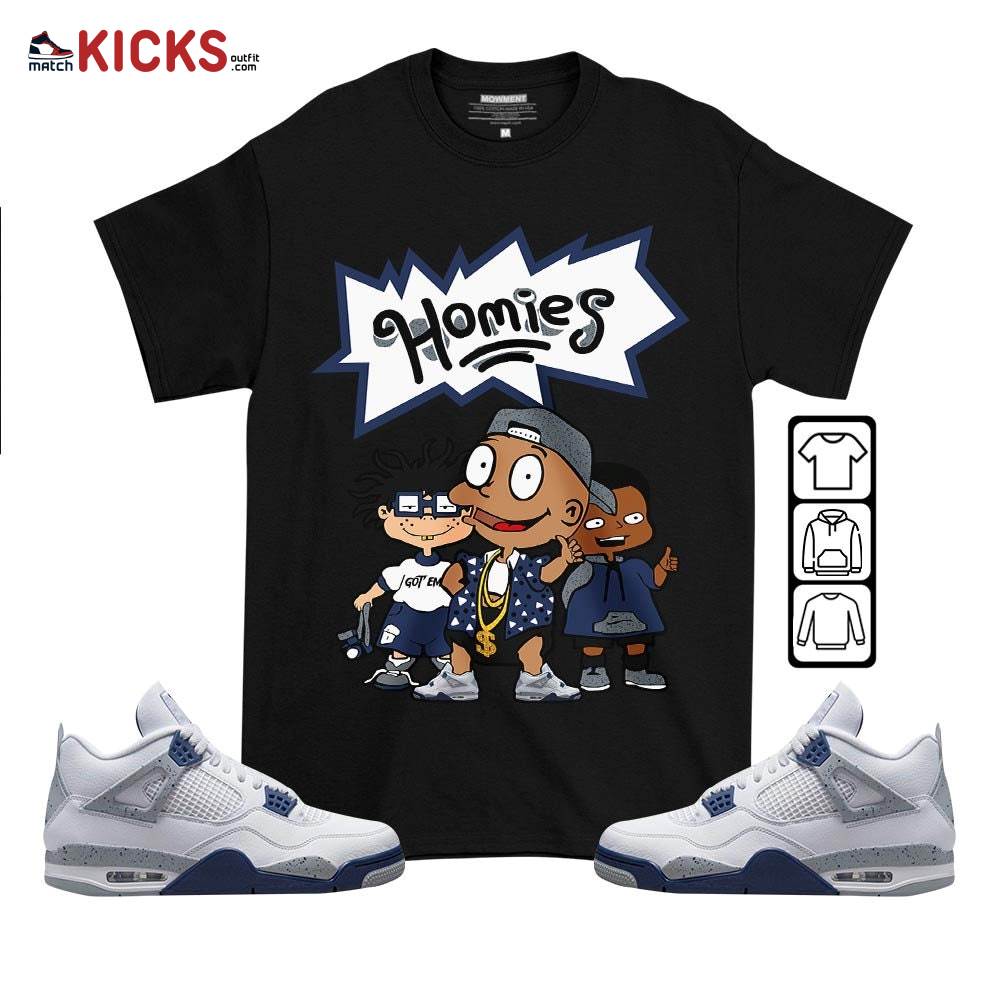 Tommy Homies Sneaker Shirt Match Midnight Navy 4s, Jordan 4 Retro Midnight Navy MKO T-Shirt