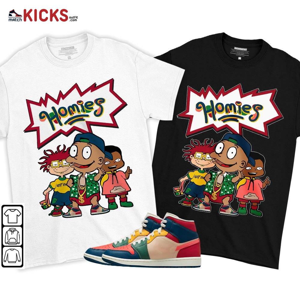 Tommy Homies Sneaker Shirt Match Multi Color 2022 1s, Jordan 1 Mid Multi Color 2022 MKO T-Shirt Tommy Homies Sneaker Shirt Match Multi Color 2022 1s, Jordan 1 Mid Multi Color 2022 MKO T-Shirt