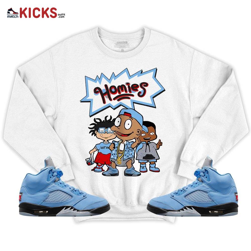 Tommy Homies Sneaker Shirt Match Retro University Blue 5s, Jordan 5 University Blue MKO T-Shirt Tommy Homies Sneaker Shirt Match Retro University Blue 5s, Jordan 5 University Blue MKO T-Shirt