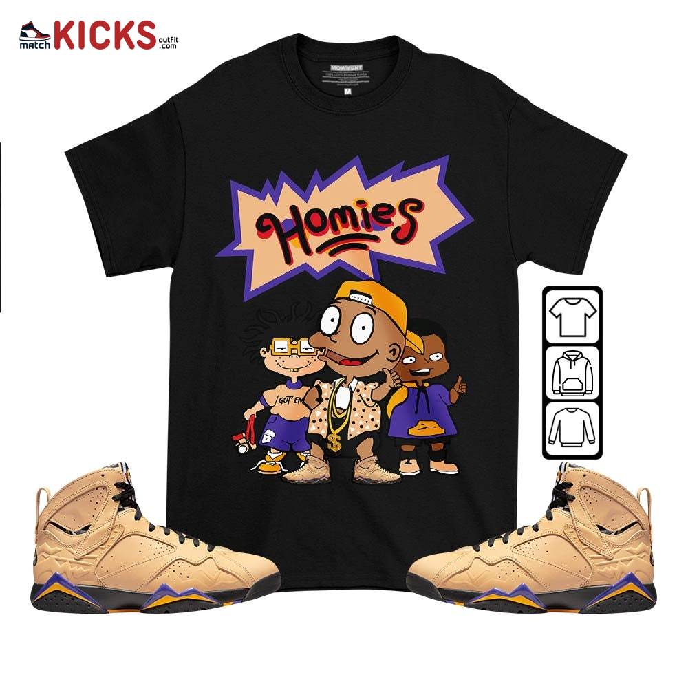 Tommy Homies Sneaker Shirt Match Vachetta Tan 7s, Jordan 7 SE Afrobeats MKO T-Shirt