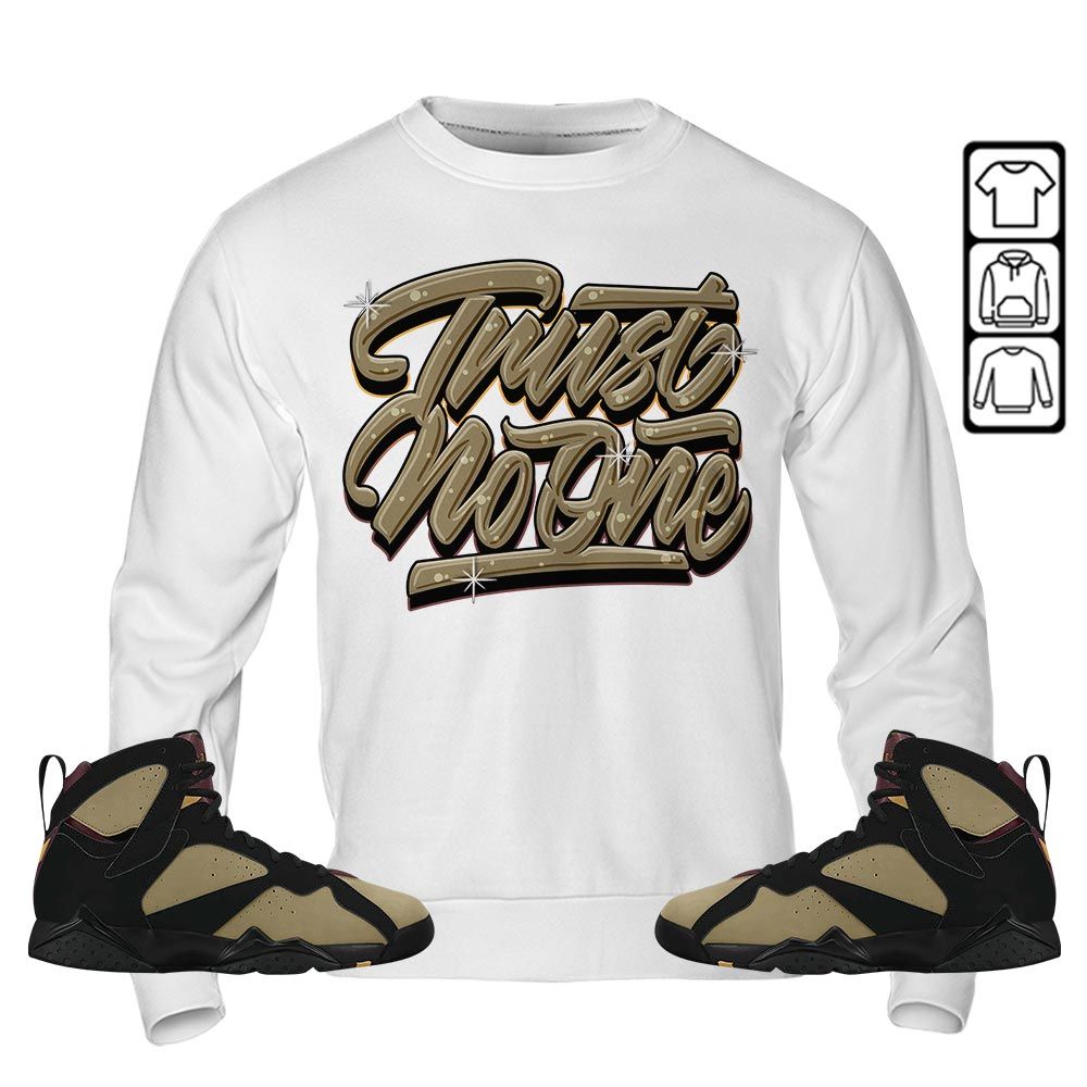 Trust No One Youth Sneaker Shirt Match Black Cherrywood 7s, Jordan 7 Black Olive MKO T-Shirt Trust No One Youth Sneaker Shirt Match Black Cherrywood 7s, Jordan 7 Black Olive MKO T-Shirt