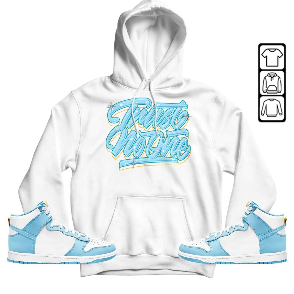Trust No One Youth Sneaker Shirt Match Dunk High Blue Chill, Dunk High Homer Simpson MKO T-Shirt