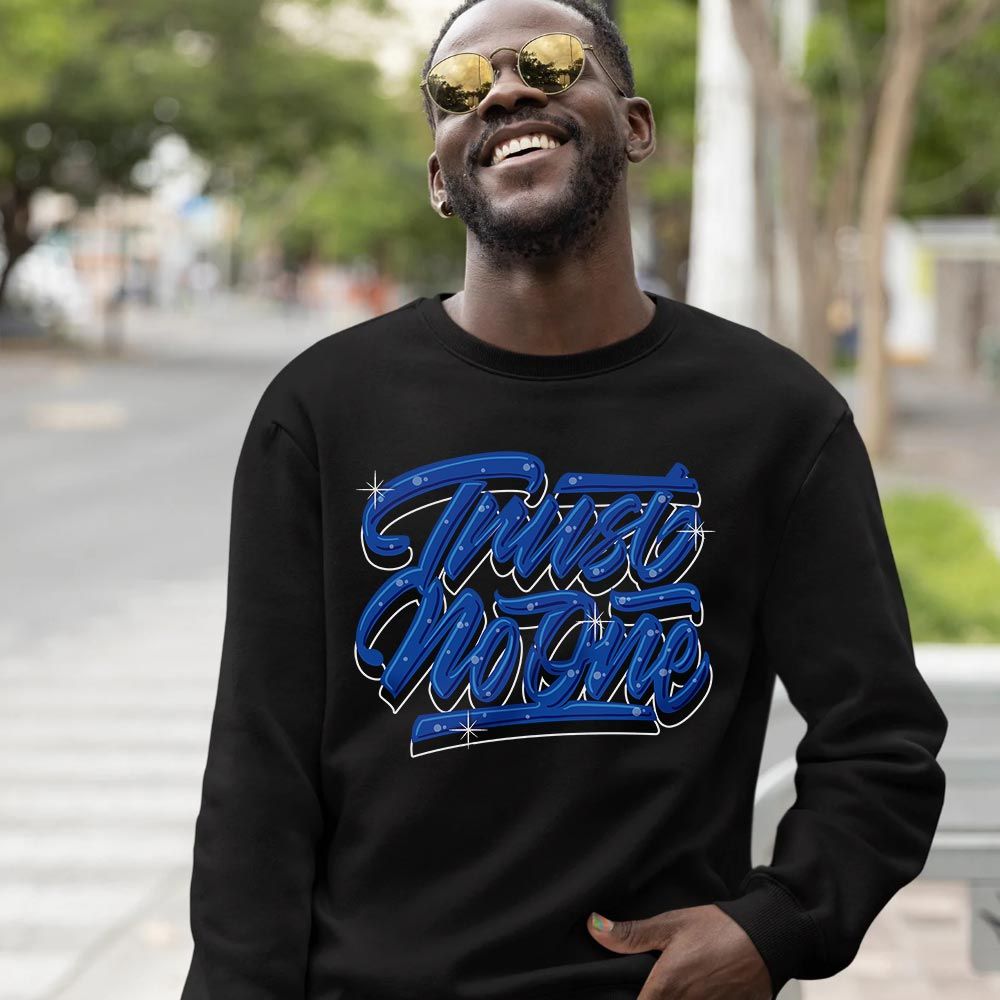 Trust No One Youth Sneaker Shirt Match Hyper Royal 12s, Jordan 12 Hyper Royal MKO T-Shirt Trust No One Youth Sneaker Shirt Match Hyper Royal 12s, Jordan 12 Hyper Royal MKO T-Shirt