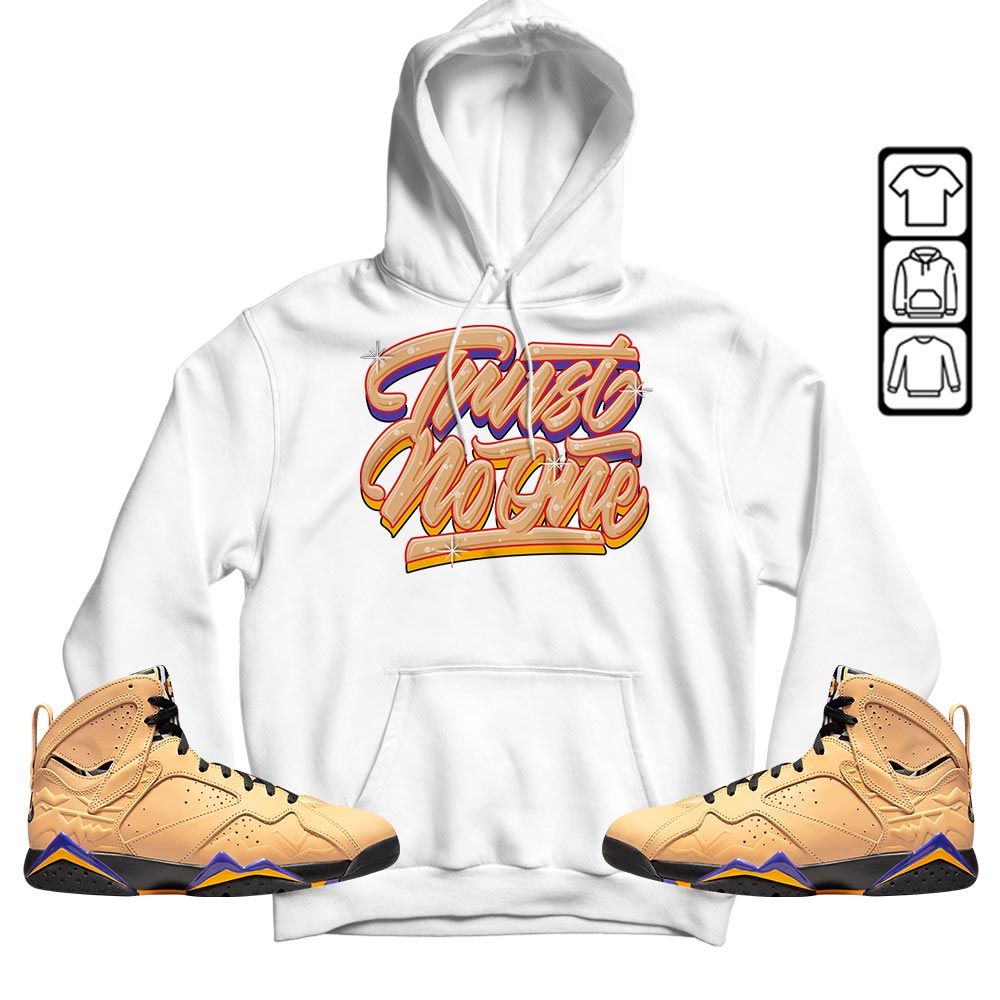 Trust No One Youth Sneaker Shirt Match Vachetta Tan 7s, Jordan 7 SE Afrobeats MKO T-Shirt