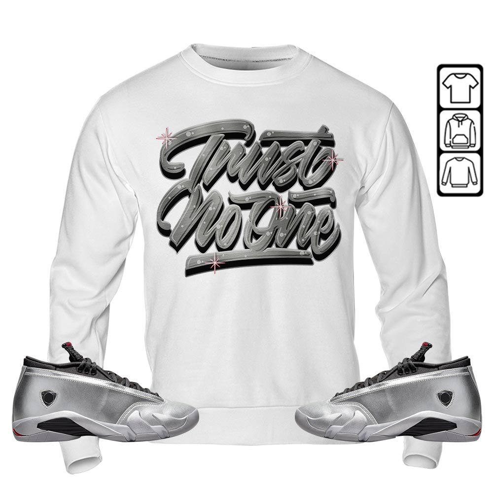 Trut No One Youth Sneaker Shirt Match 14 Low Metallic Silver, Jordan 14 Metallic Silver MKO T-Shirt Trut No One Youth Sneaker Shirt Match 14 Low Metallic Silver, Jordan 14 Metallic Silver MKO T-Shirt