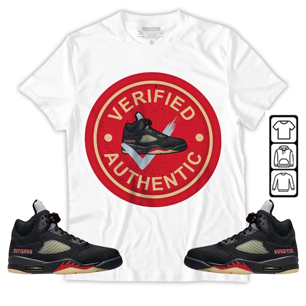 Verified Authentic Shoe Sneaker Shirt Match Gore-Tex 5s, Jordan 5 GORE-TEX Off Noir MKO T-Shirt