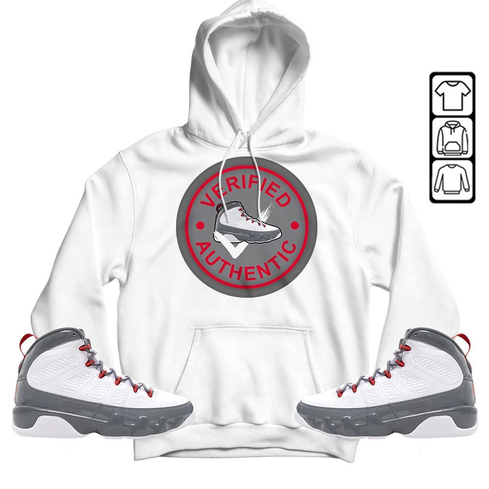 Verified Authentic Shoe Sneaker Shirt Match Grey Fire Red 9s, Jordan 9 Retro Fire Red MKO T-Shirt