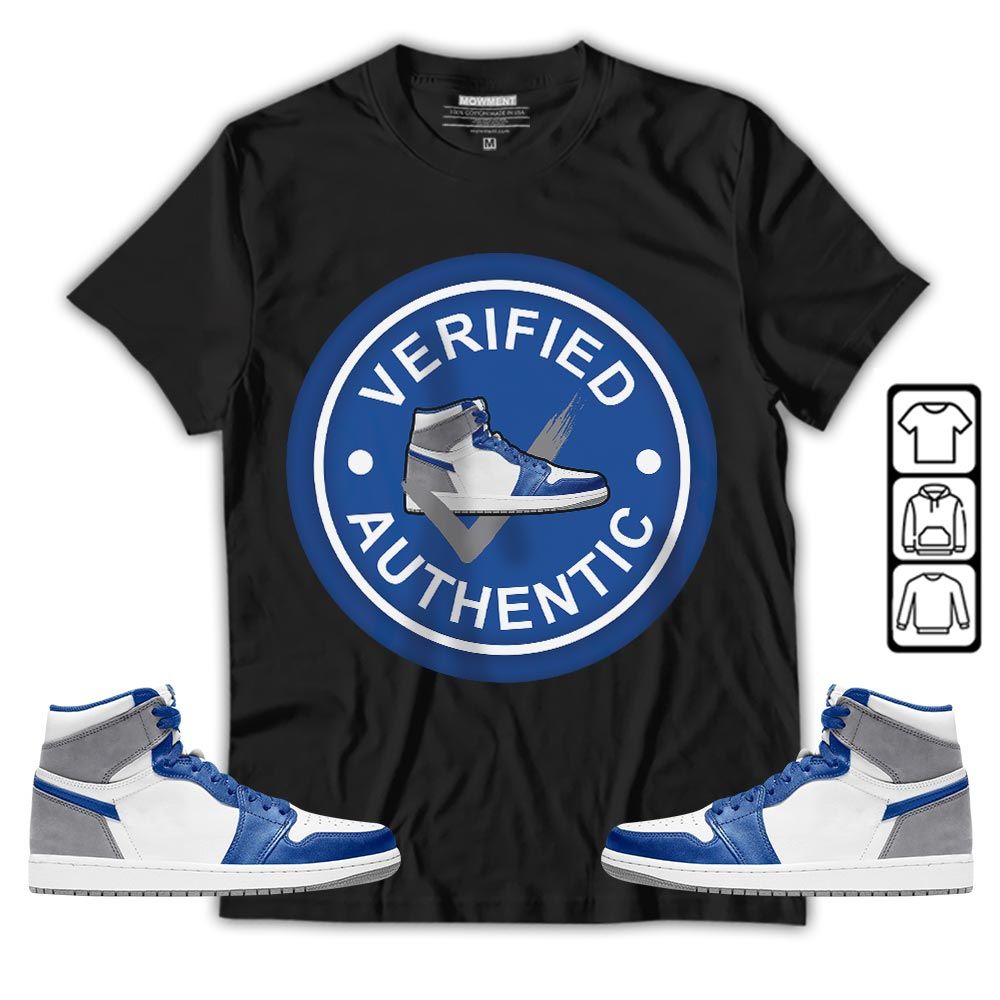 Verified Authentic Shoe Sneaker Shirt Match True Blue 1s, Jordan 1 High OG True Blue MKO T-Shirt