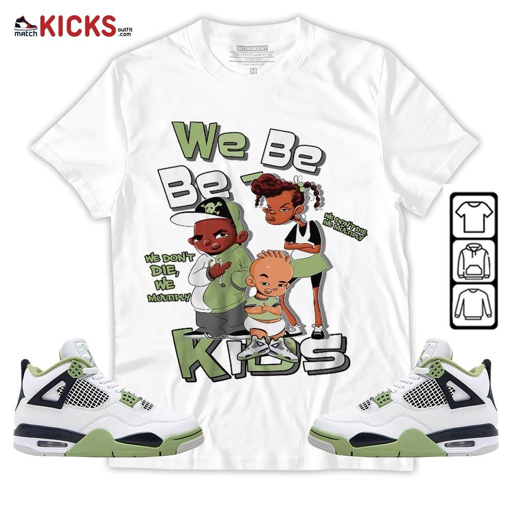We Bay Bay Kids 90s Melanin Sneaker Shirt Match Retro Oil Green 4s, Jordan 4 Oil Green MKO T-Shirt