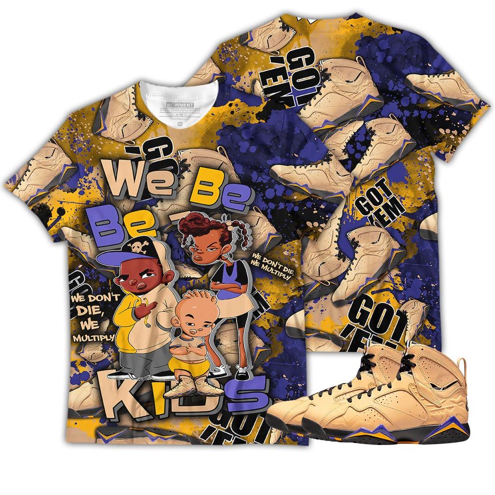We Bay-Bay Kids 90S Melanin Sneaker Shirt Match Retro Vachetta Tan 7S, Jordan 7 Se Afrobeats Hoodie Sweatshirt Tee All Over Print MKO Shirt
